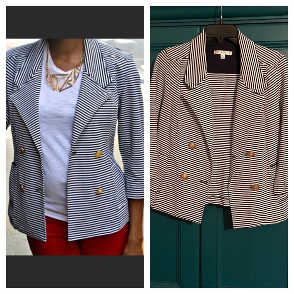 Cabi striped blazer jacket nautical black white stripe